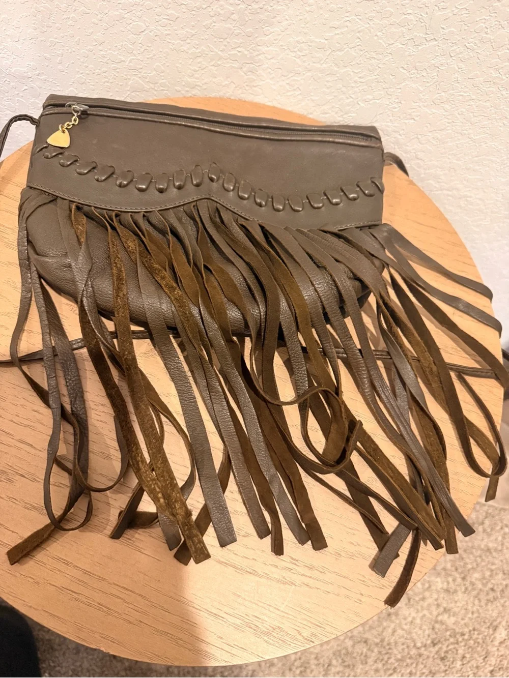 Boris Brown Fringe Crossbody Bag with Braided Accent‎